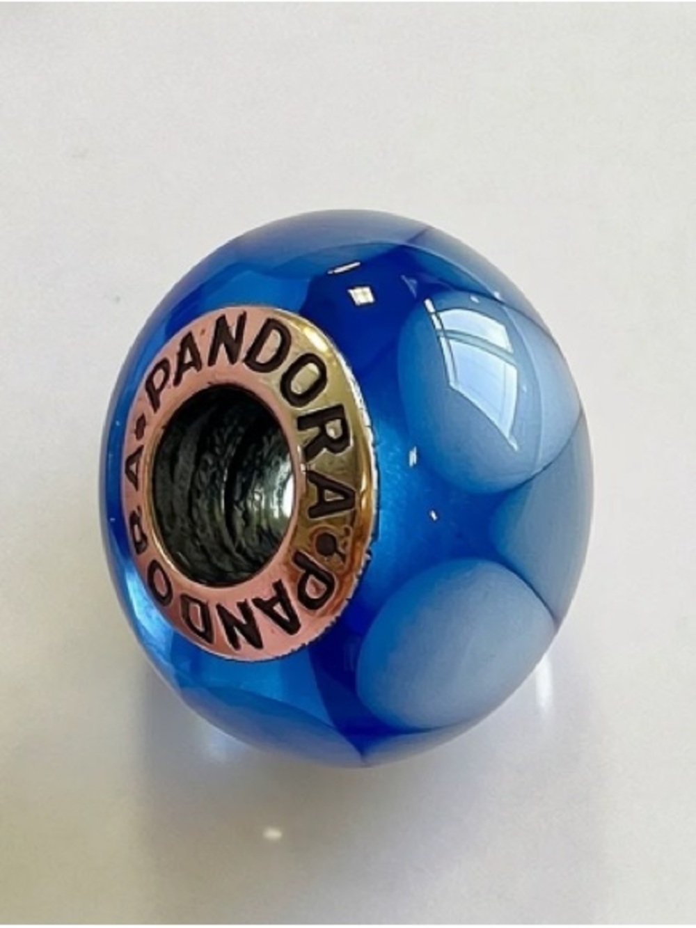 Pandora Blue Polished Glass Charm Bead